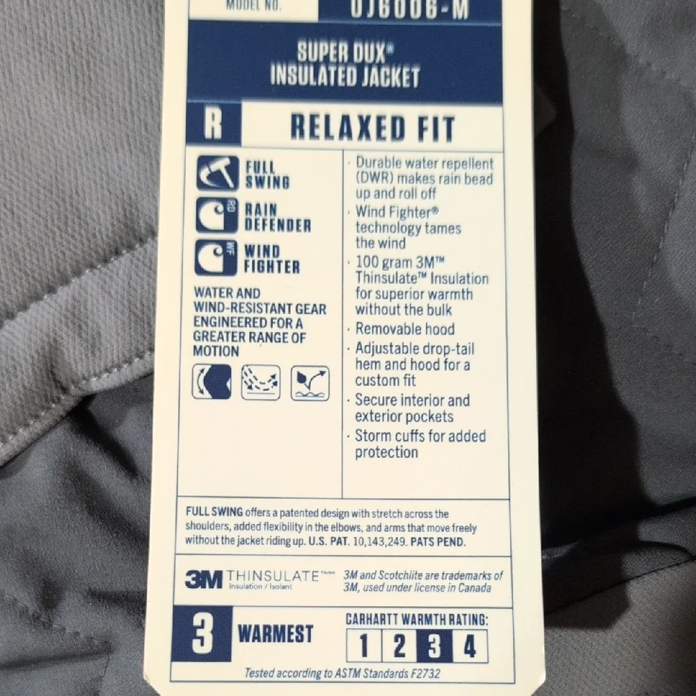 Carhartt Men’s XXL Hamilton Super Dux Jacket Gray - Picture 8 of 9